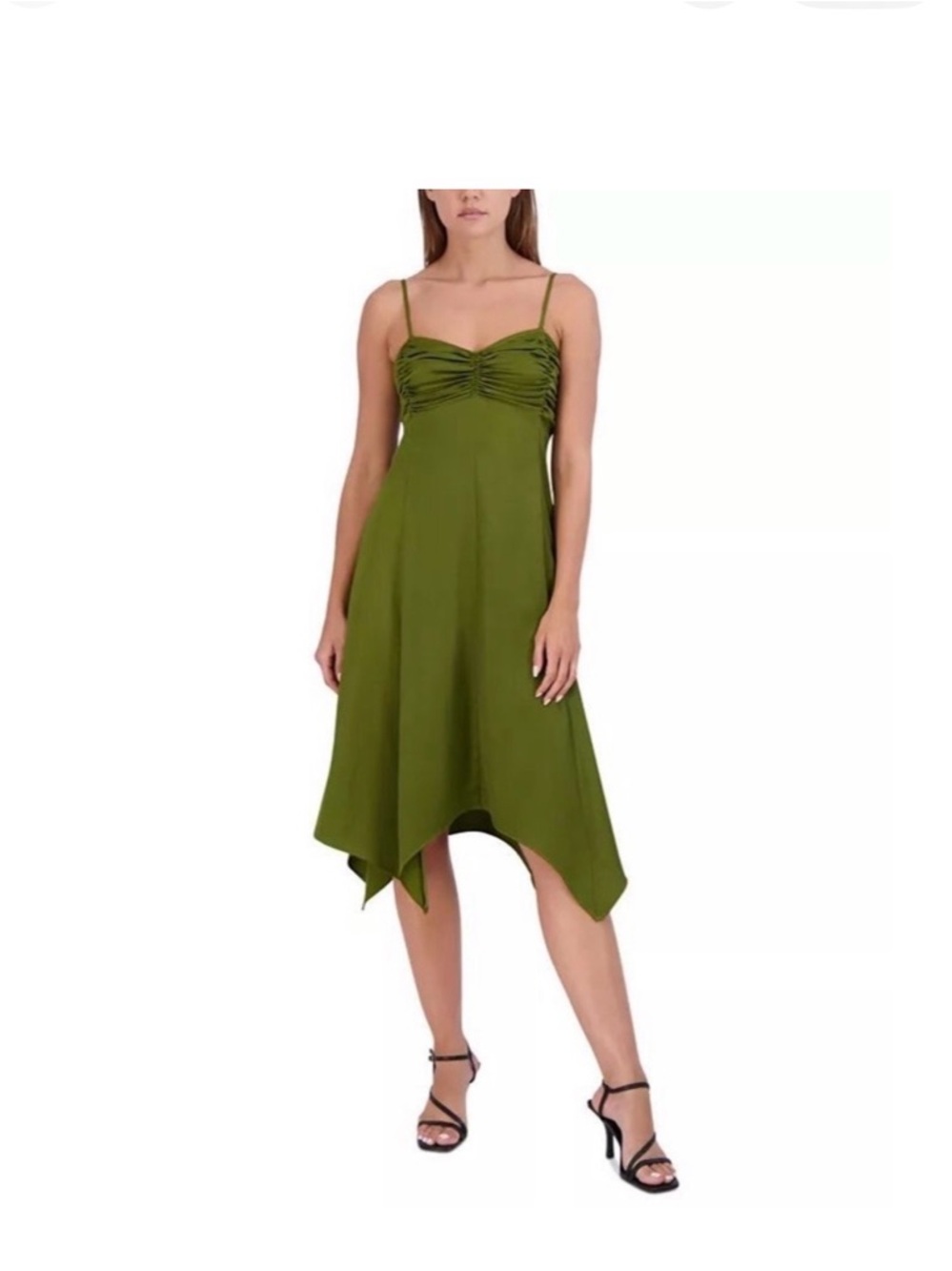 BCBGeneration Ruched Handkerchief Hem Midi Dress - Picture 2 of 8
